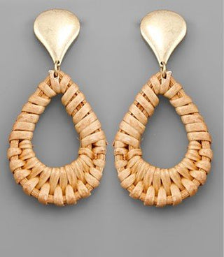 Rattan Teardrop Dangle Earrings - Bray and Em Boutique