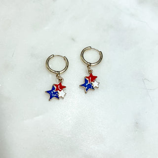 Red White & Blue Star Hoop Earrings - Bray and Em Boutique