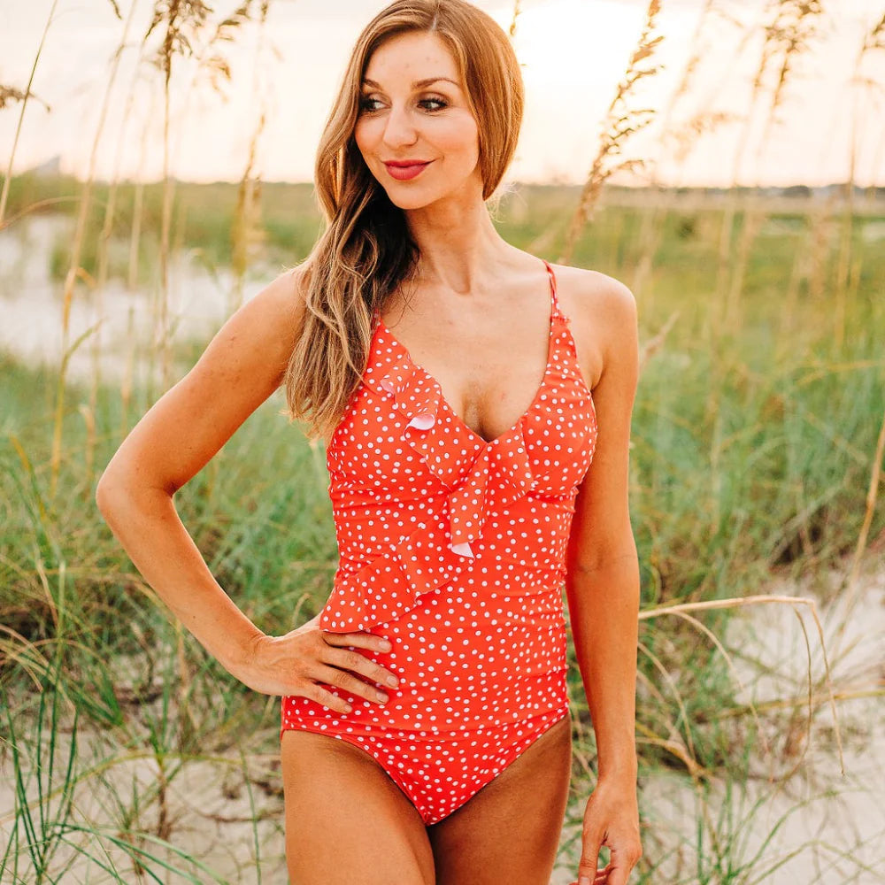 Adult Retro Red Dot Two Piece Swimsuit