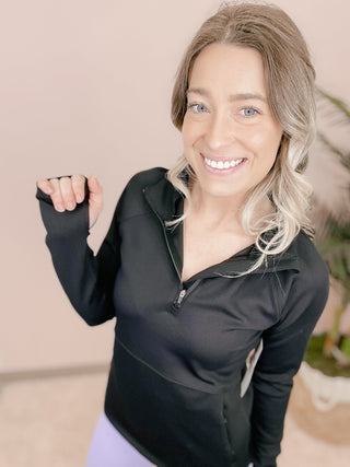 Ribbed Mock Neck Active Top - Bray and Em Boutique