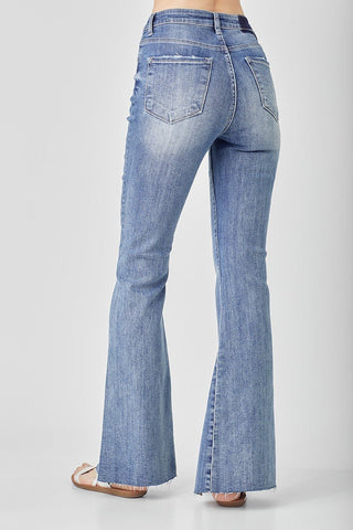 Risen High Rise Twisted Hem Flare Jeans - Bray and Em Boutique