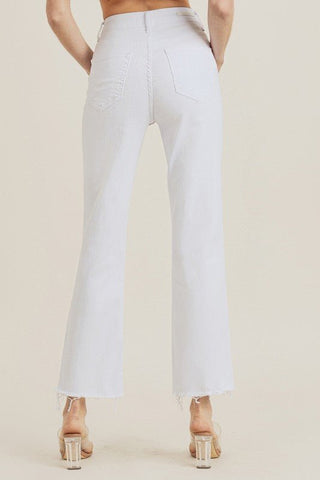 Risen HR Raw Hem Straight Leg Jeans - Bray and Em Boutique