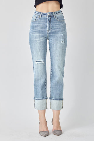 Risen HR Wide Straight Jeans - Bray and Em Boutique