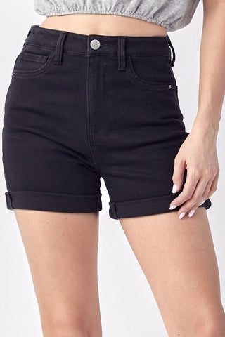Risen Rolled Shorts - Black - Bray and Em Boutique