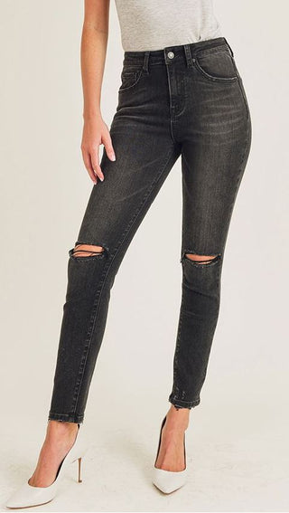 High Rise Distressed Skinny