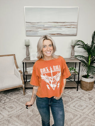 Rock And Roll Graphic Crop Tee - Bray and Em Boutique