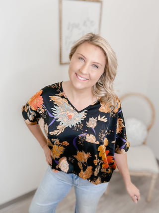 Shimmering Flowers Satin Top - Bray and Em Boutique