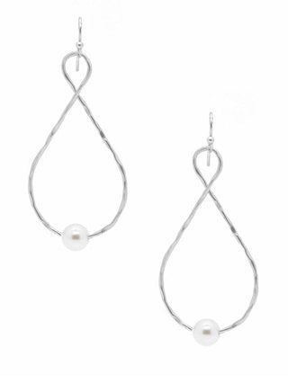 Silver Loop Pearl Earrings - Bray and Em Boutique