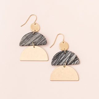 Stone Half Moon Earrings - Gold