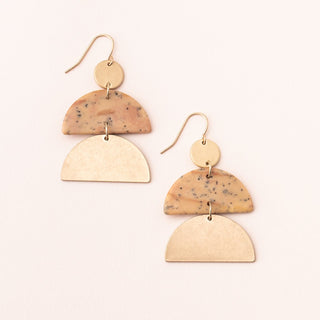 Stone Half Moon Earrings - Gold