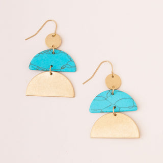 Stone Half Moon Earrings - Gold