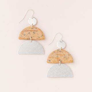 Stone Half Moon Earrings - Silver