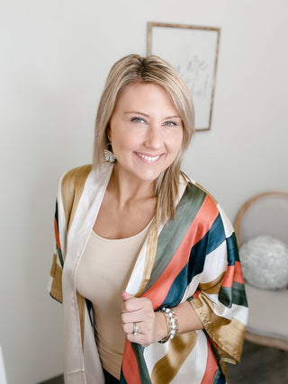 Stripe Visions Satin Kimono - Bray and Em Boutique