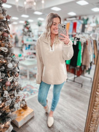 Take A Number Sherpa Lined Pullover - Bray and Em Boutique