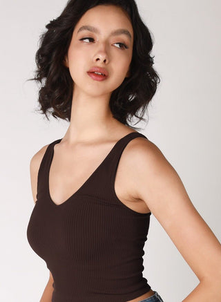 V Neck Ribbed Crop Top - Bray and Em Boutique