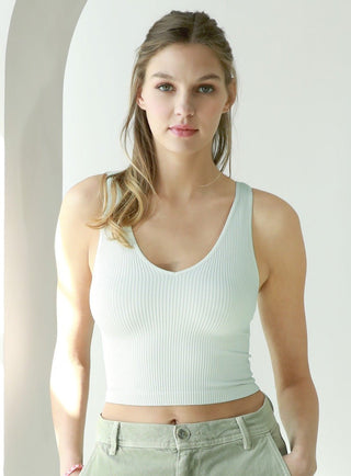 V Neck Ribbed Crop Top - Bray and Em Boutique