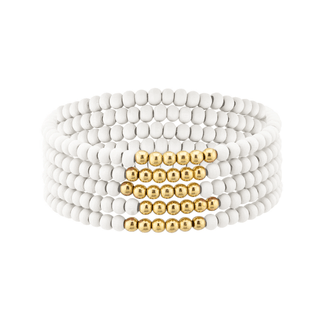 Wood & Gold Beaded Stretch Bracelet - Bray and Em Boutique