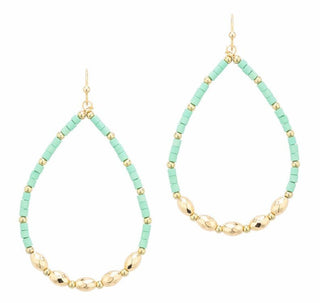 Wood & Gold Beaded Teardrop Earrings - Bray and Em Boutique