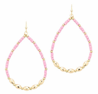 Wood & Gold Beaded Teardrop Earrings - Bray and Em Boutique