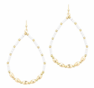 Wood & Gold Beaded Teardrop Earrings - Bray and Em Boutique