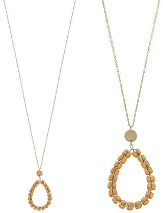 Wooden Tear Drop Necklace - Bray and Em Boutique