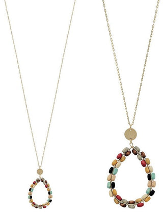 Wooden Tear Drop Necklace - Bray and Em Boutique