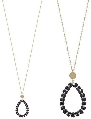 Wooden Tear Drop Necklace - Bray and Em Boutique